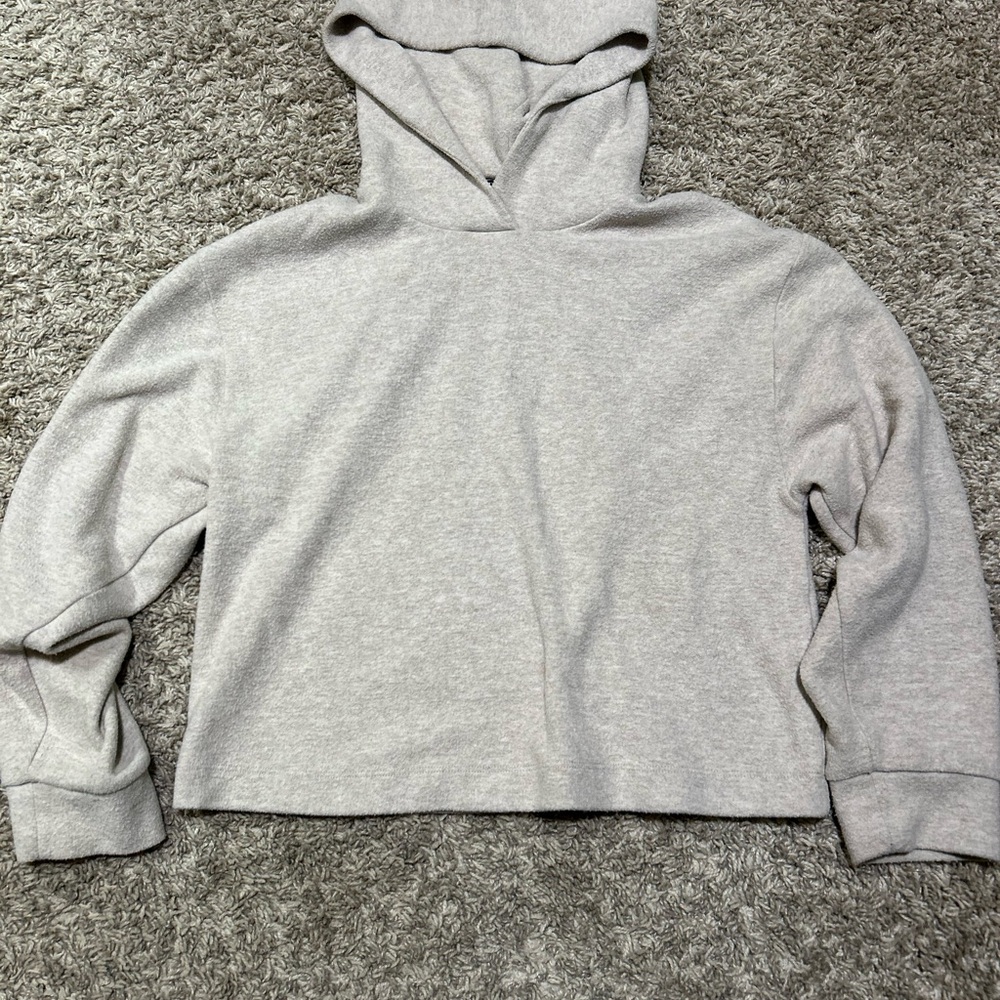 Zara Light Tan Cropped Hooded Sweater